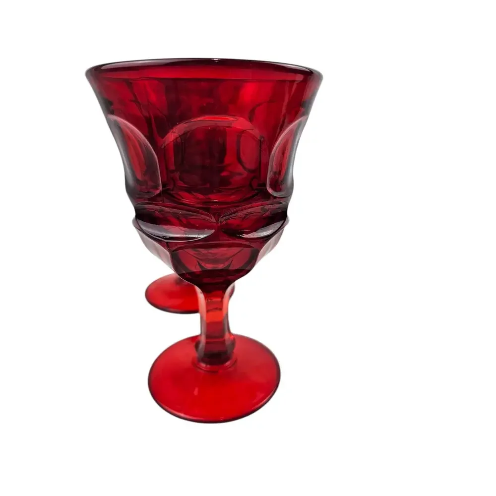 Vintage Fostoria Argus Ruby Red Wine Glasses 6